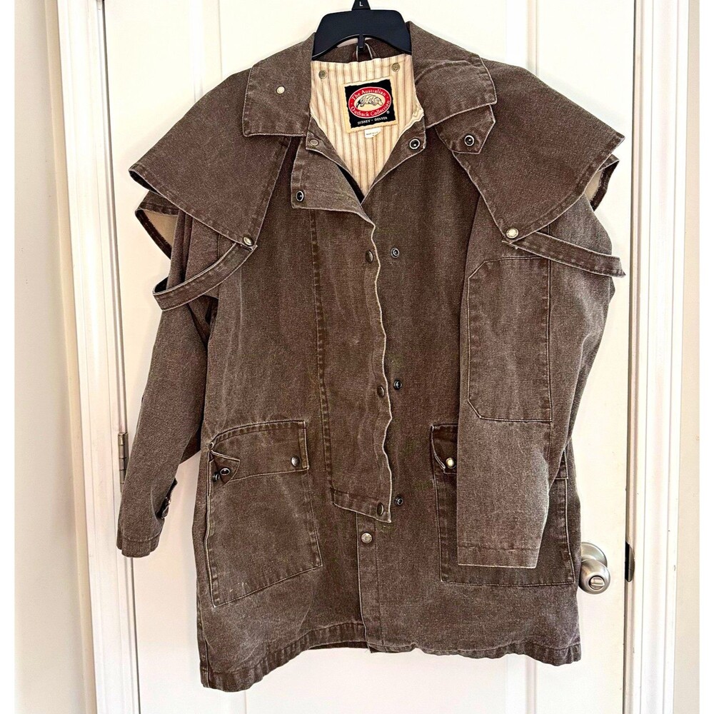 The Australian Outback Collection Men's Brown Duster Coat Mid-Length Button M